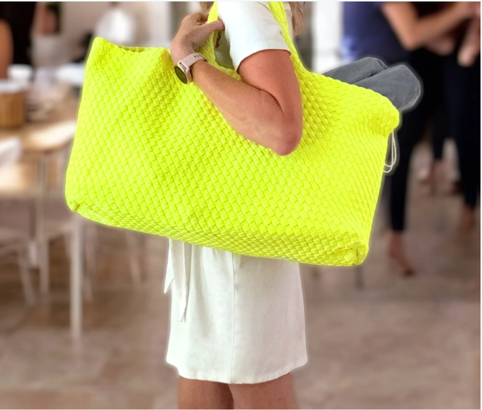 Woven Mahjong Carryall Bag - Chartreuse